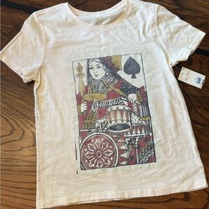 NWT Lucky Brand Women's Queen Of Spades Classic Crew t-shirt in cotton slub